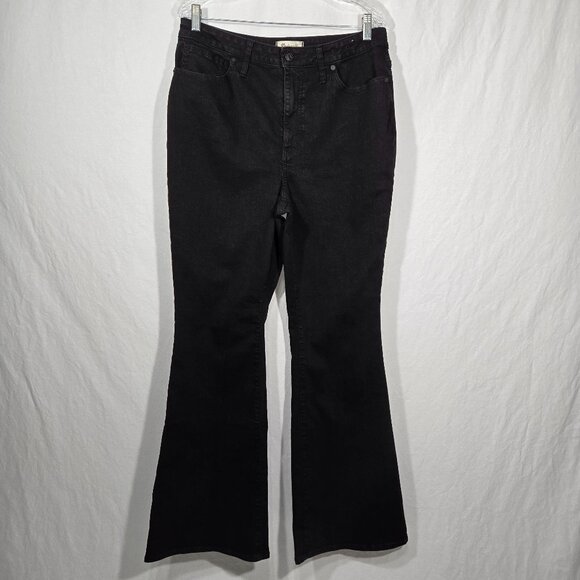 MADEWELL  Hi-Rise Magic-Pockets CURVY SKINNY FLARE Black Jeans Women's Size 32. - Picture 1 of 17